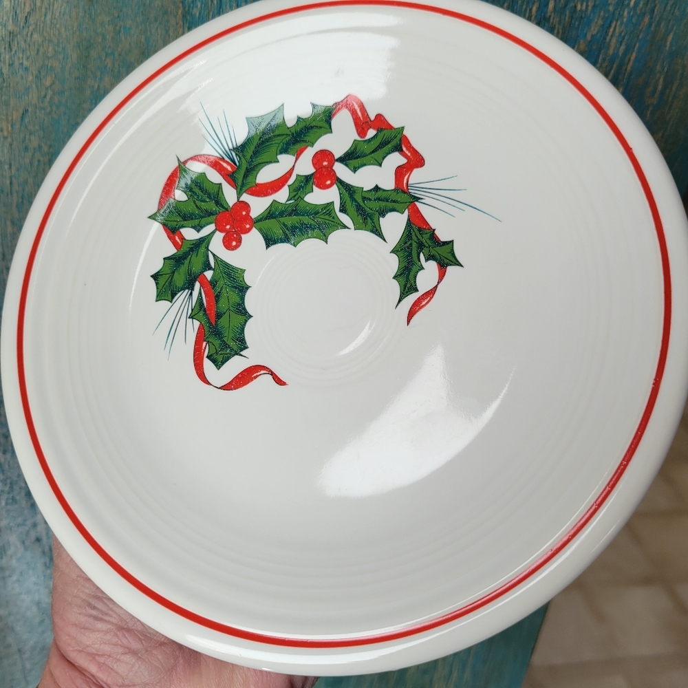Fiesta ~ Fiestaware ~ Holly & Ribbon Salad or Bread Plate ~ Festive! (1992?)